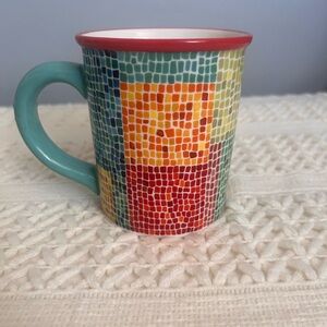 Vintage Starbucks 2002 Barista Rainbow Mosaic Multicolor Ceramic Coffee Y2K Mug